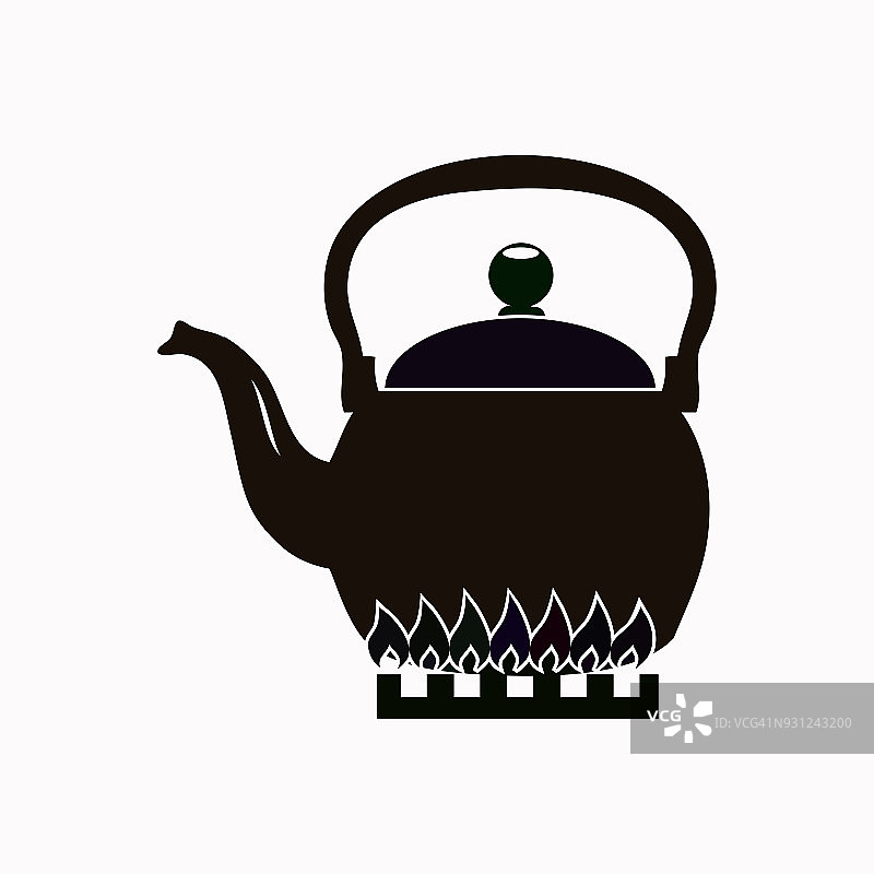 茶壶矢量图标。图片素材
