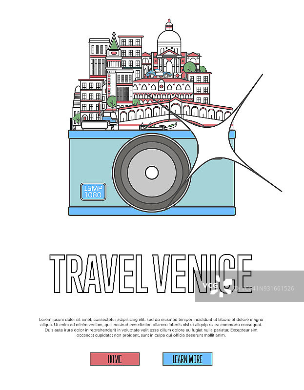 带相机的威尼斯旅游海报图片素材