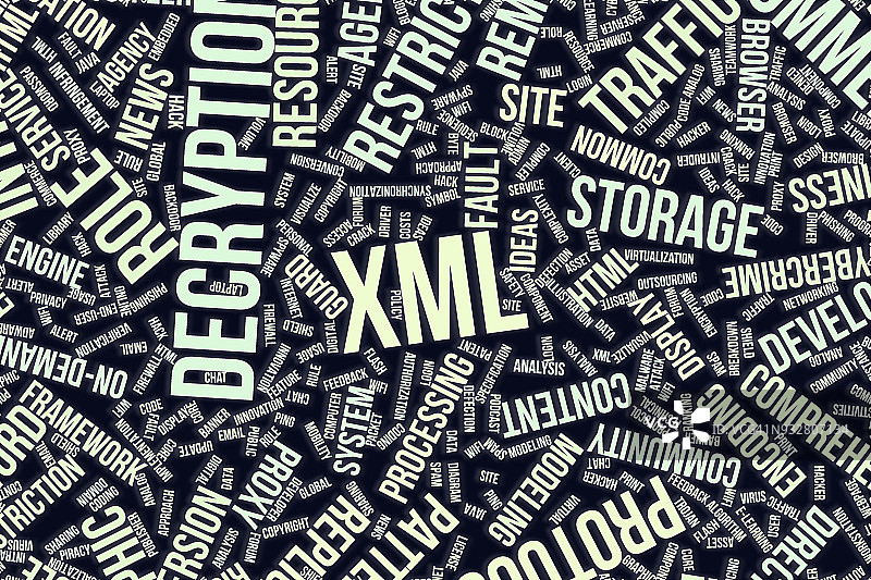 Xml，用于业务、信息技术或IT的概念词云。图片素材