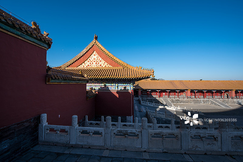 古建筑在一个阳光明媚的日子里，紫禁城，中国北京图片素材