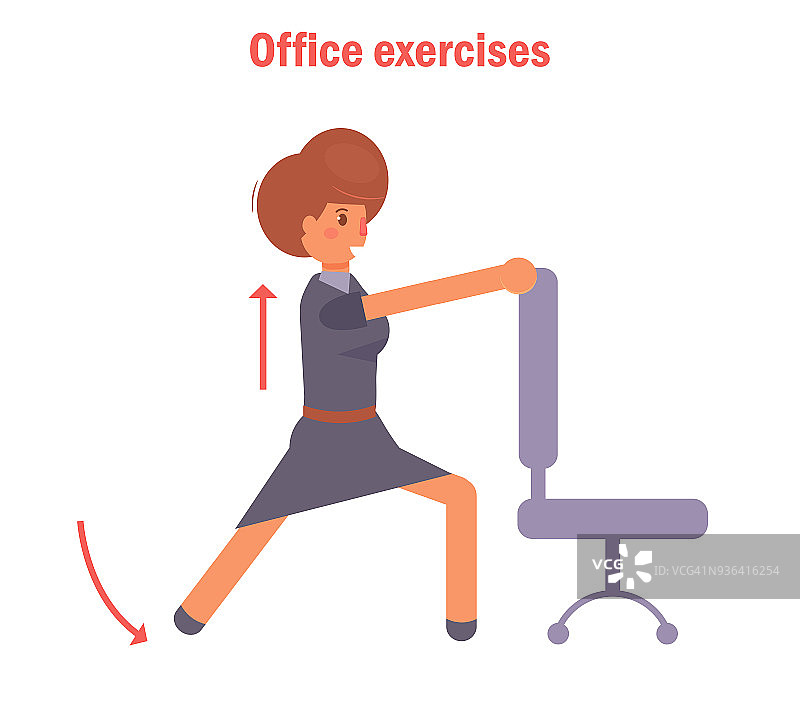 在办公室里坐着椅子锻炼图片素材