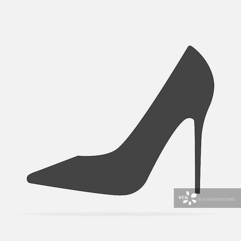 鞋的矢量图标。灰色背景的女人高跟鞋图片素材