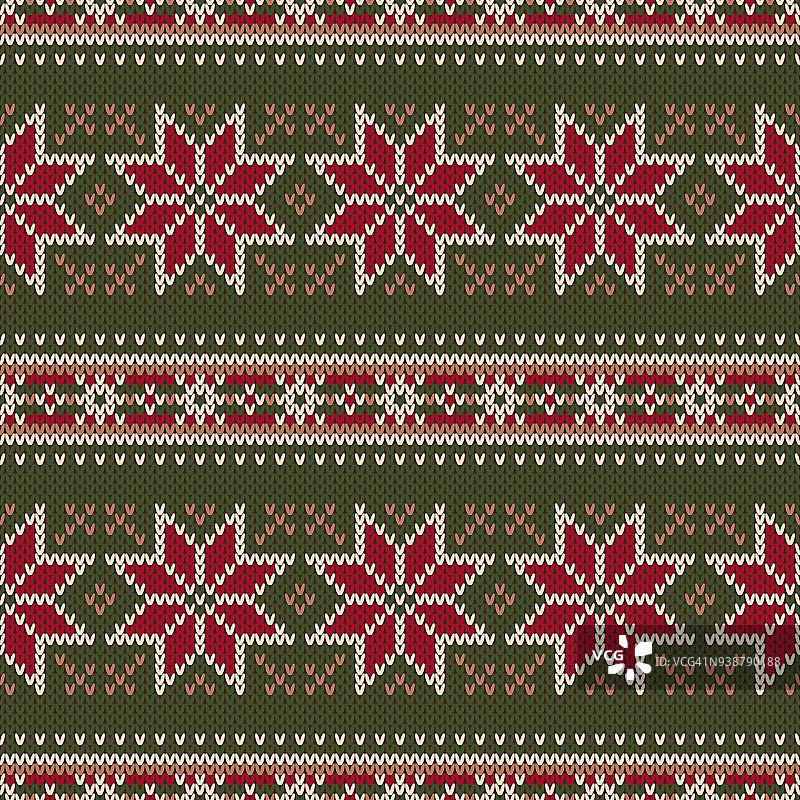 传统寒假无缝编织图案。圣诞针织毛衣设计。仿羊毛针织物图片素材