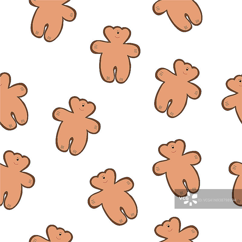 向量姜饼熊棕色的白色背景图片素材