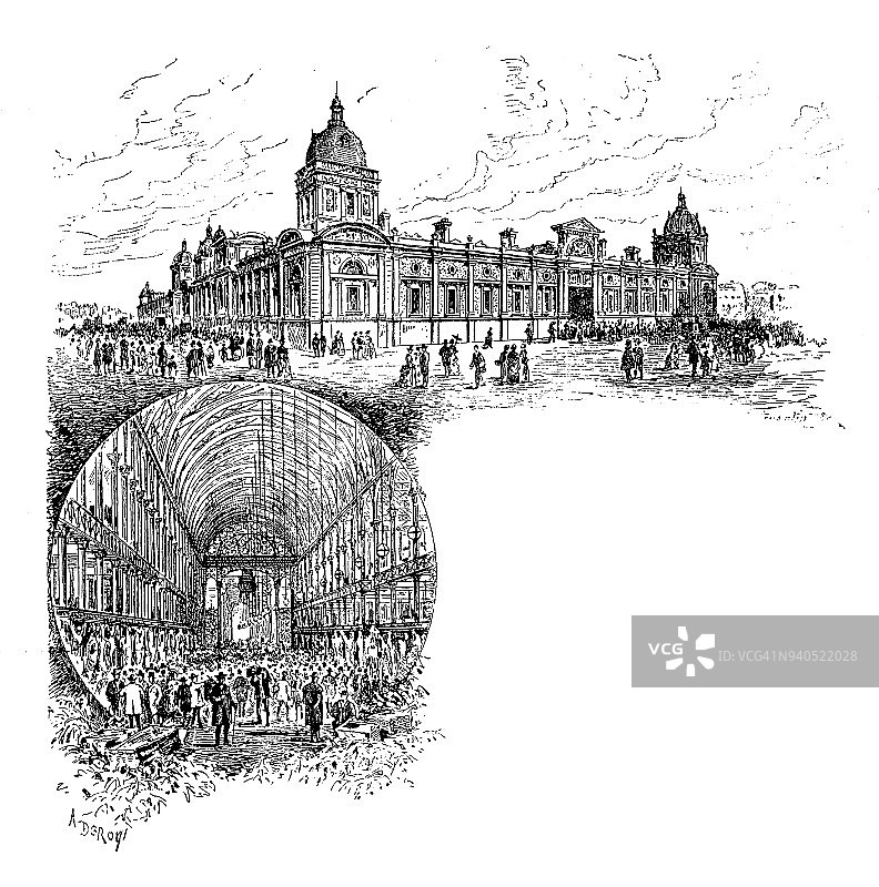 英格兰、苏格兰和爱尔兰古董插图:伦敦史密斯菲尔德市场图片素材