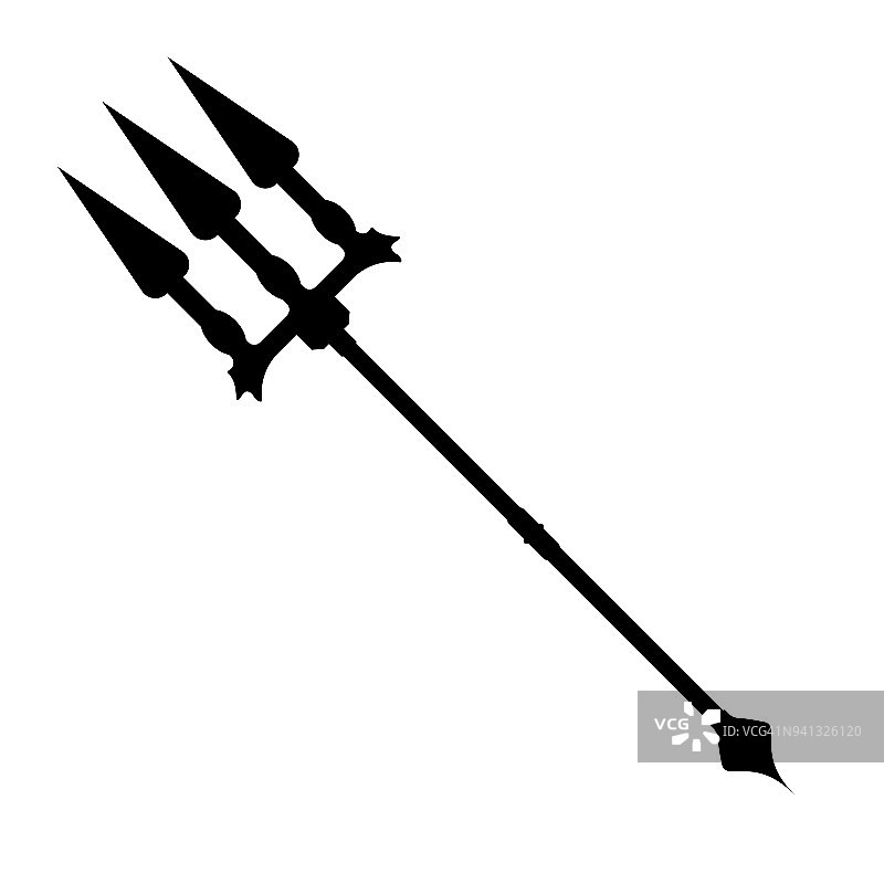三叉戟图标。幻想和中世纪武器的标签。简单的风格。矢量图的符号图片素材