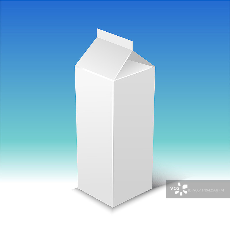 牛奶或果汁包装现实矢量插图。图片素材