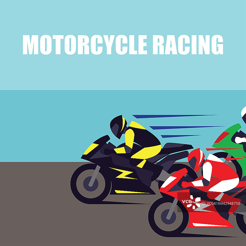 摩托车比赛海报及横幅。矢量图图片素材