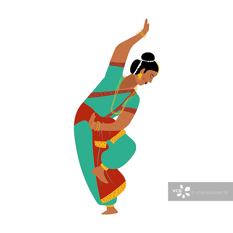 矢量印度舞蹈女人。宝莱坞风格舞者白色背景孤立图片素材