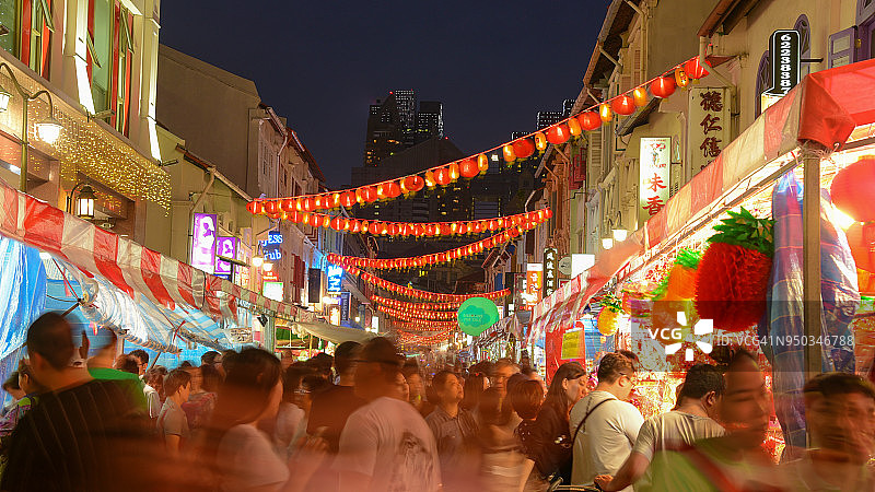 中国新年在新加坡华埠和旅客享受旅游图片素材