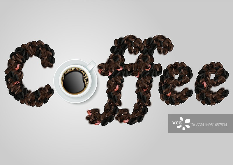 咖啡字母矢量逼真的插图图片素材