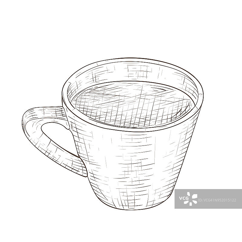 一杯咖啡。手绘草图图片素材