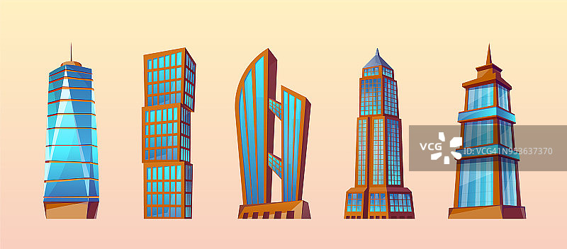 向量集现代建筑，城市摩天大楼图片素材