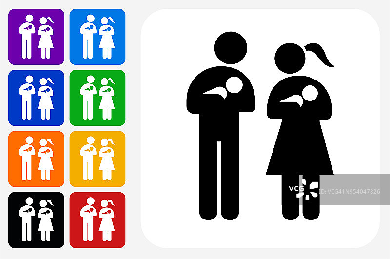 家庭和婴儿图标广场按钮设置图片素材