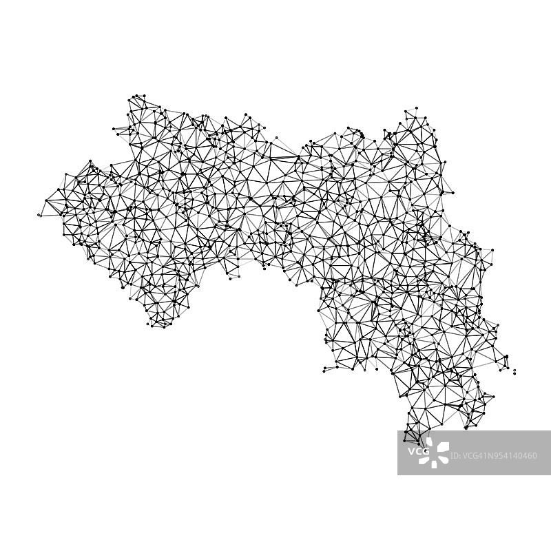 几内亚地图网络黑与白图片素材