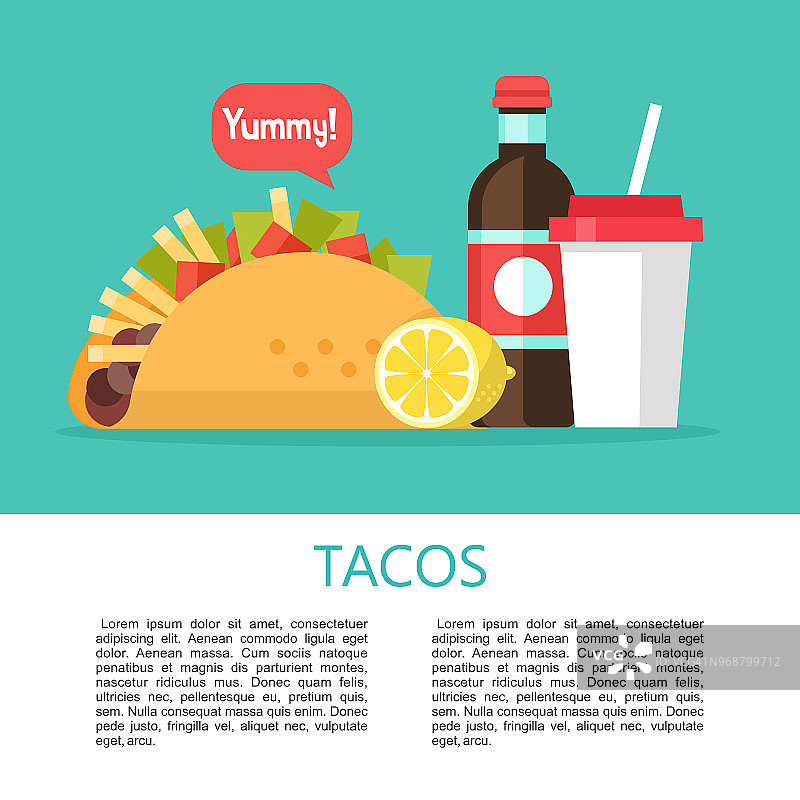 炸玉米饼。美味的墨西哥快餐玉米饼。矢量插图。图片素材
