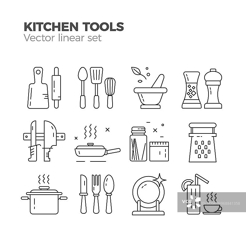 厨房线性图标图片素材