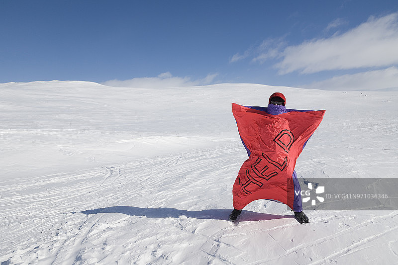 帮助bivy SACK_HUT小屋滑雪在挪威的哈当厄图片素材