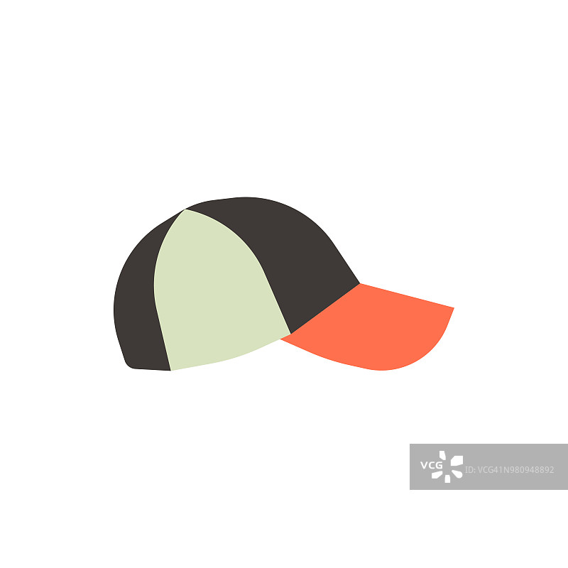 前视图彩色棒球帽孤立的白色背景。矢量图图片素材
