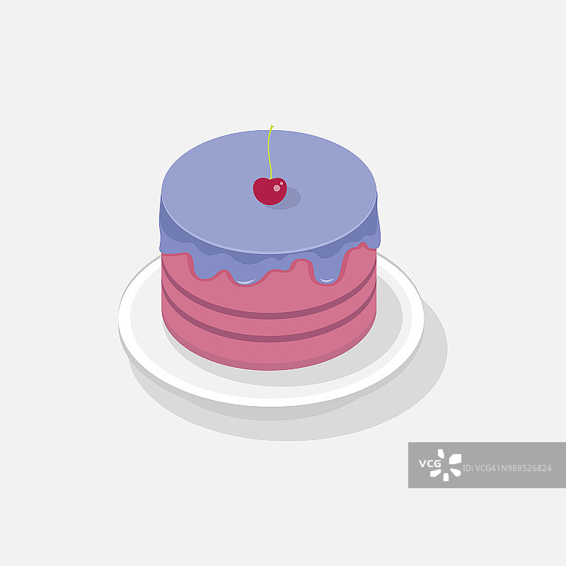 甜蛋糕等距3D图标。矢量图图片素材