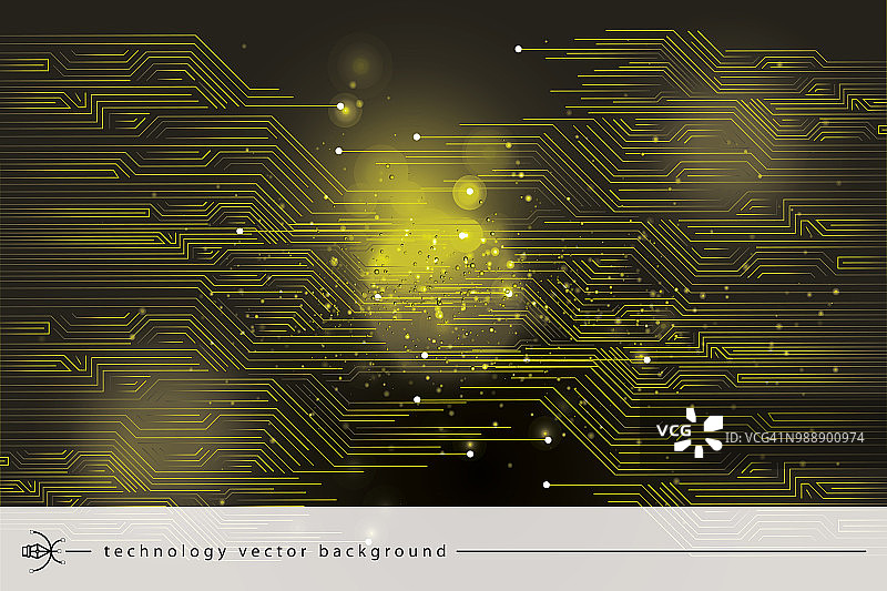 抽象未来的电路板，高电脑技术暗黄色背景图片素材