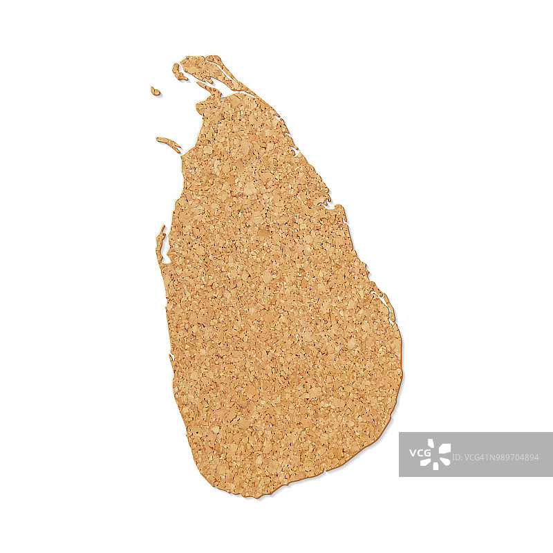 斯里兰卡地图在软木板纹理上的白色背景图片素材