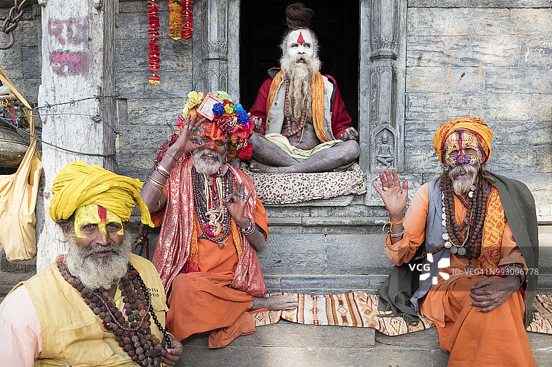 尼泊尔加德满都四圣人画像图片素材