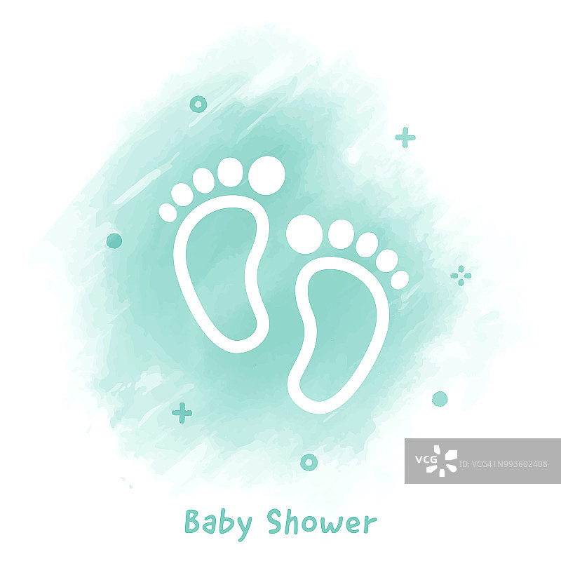 婴儿淋浴线图标水彩背景图片素材