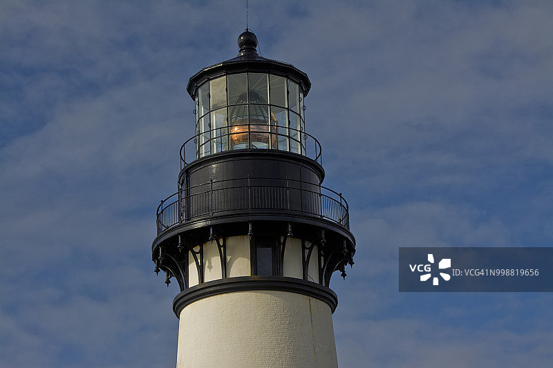 雅奎纳头灯塔的特写，雅奎纳头杰出自然区，新港，俄勒冈州，美国图片素材