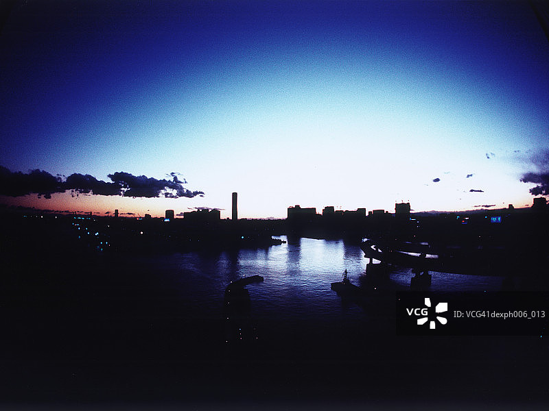 日本东京湾，夕阳西下图片素材