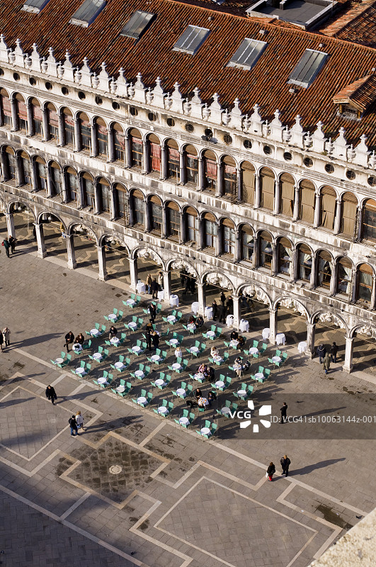 意大利，威尼托，威尼斯，户外咖啡馆座位，高架风景图片素材