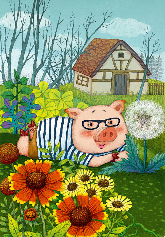 动物创意插画系列-小猪的世界下载