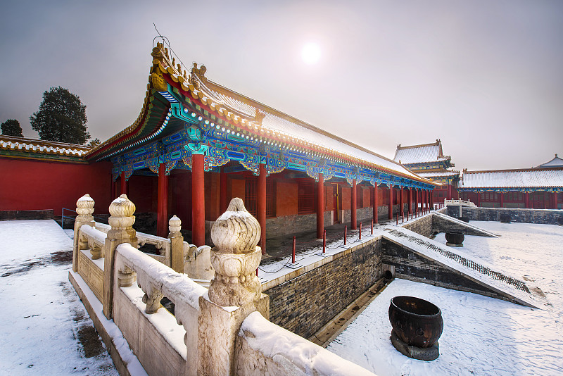 冬天下雪的北京故宫图片素材