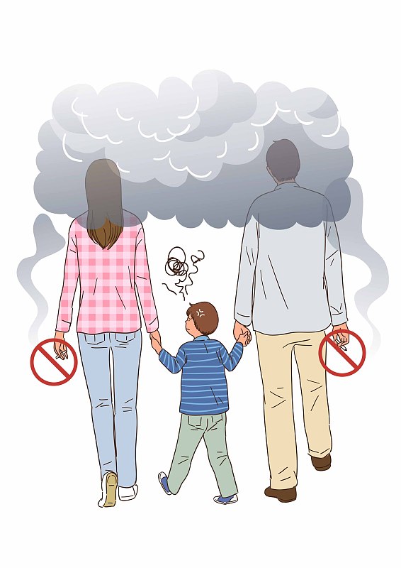 吸烟(问题)，吸烟(主体)，烟草产品(人造物体)，吸烟问题(概念)，二手烟，家庭，儿童(人类年龄)，压力(概念)图片下载