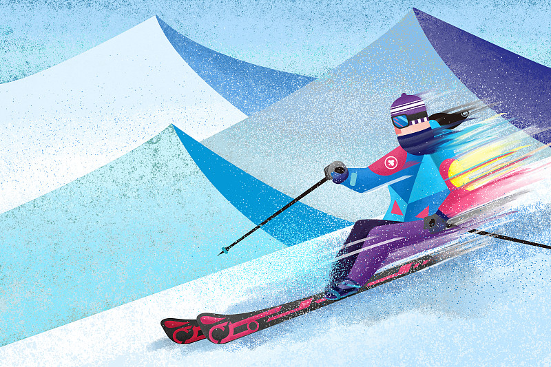 24节气与运动-冬-大寒-高山滑雪图片素材