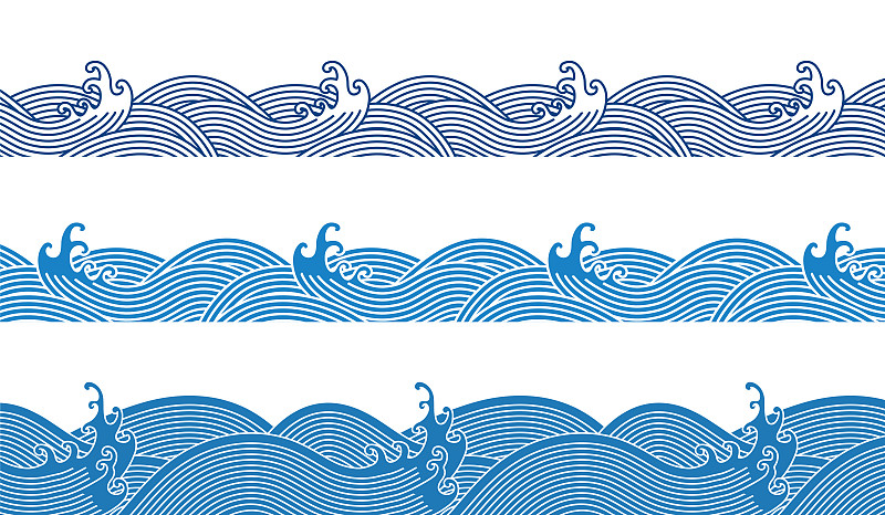 中国传统纹样 海浪纹 矢量腰线图片素材