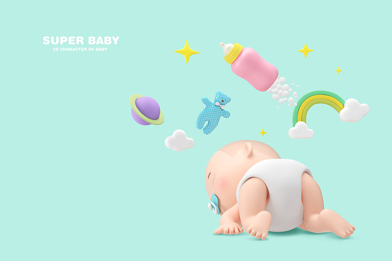 超级宝宝概念，3D宝宝角色。028图片素材