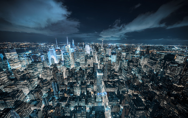 纽约夜景全景图片素材
