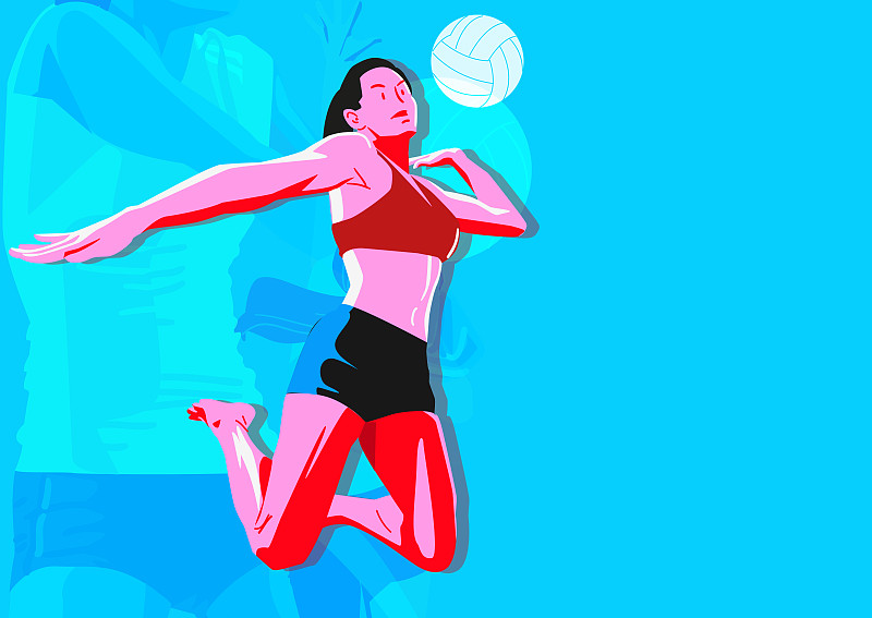 女性健身运动的彩色背景插图011图片素材