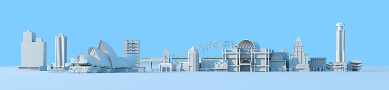 澳洲悉尼3D白模城市天际线图片素材