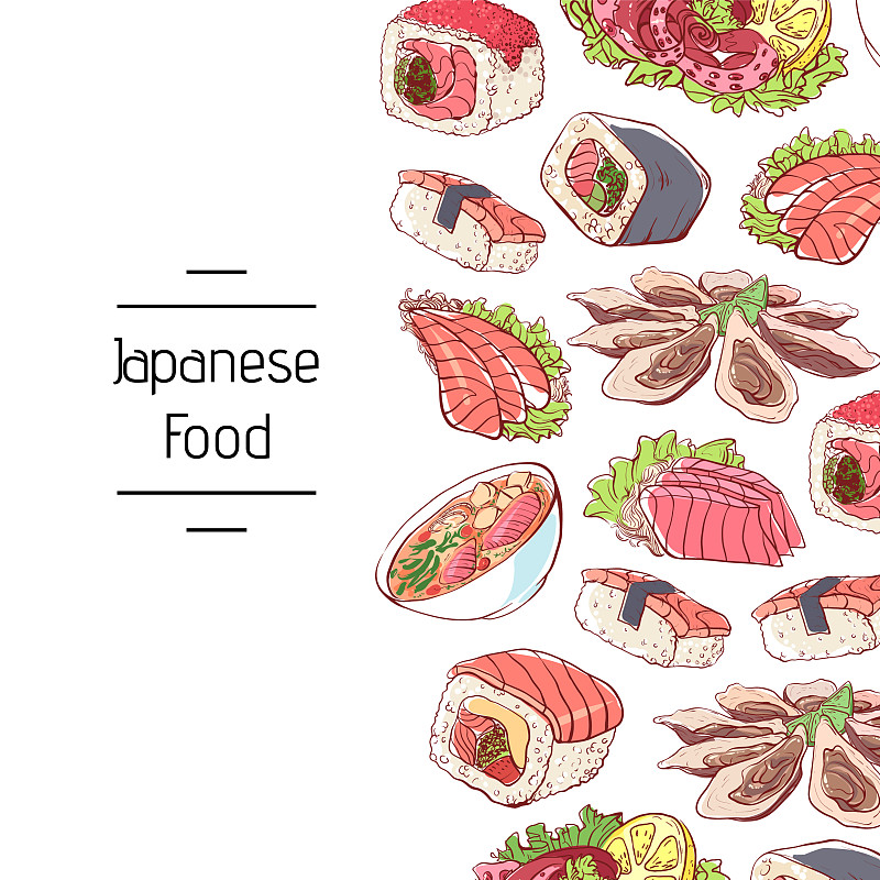 日本美食海报与亚洲菜肴图片下载