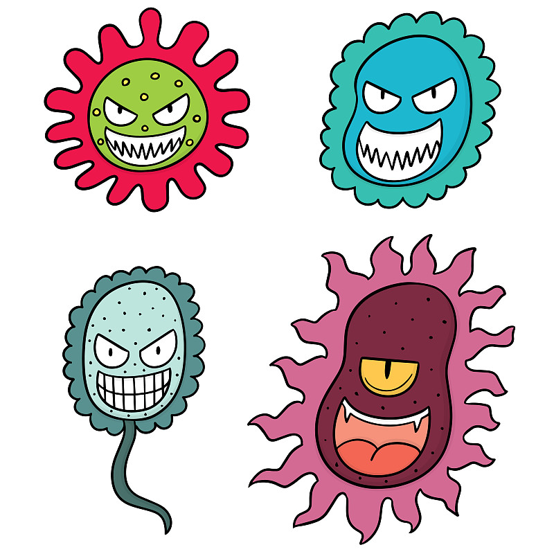 病菌简笔画图片带色彩图片