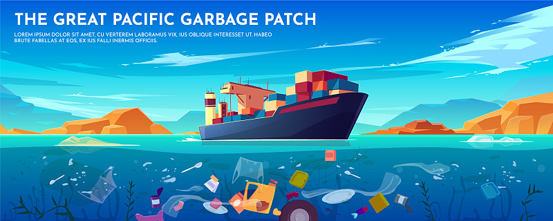 太平洋塑料垃圾补丁横幅垃圾图片素材