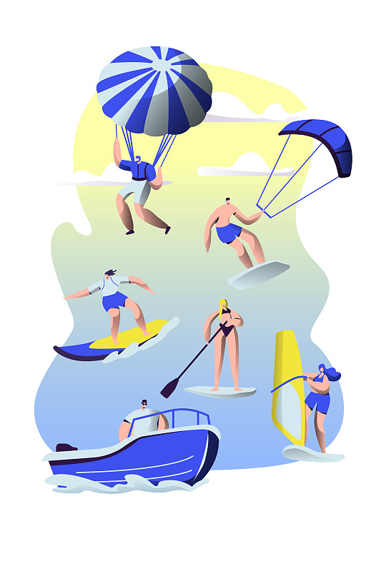 人们夏季体育活动冲浪板图片下载
