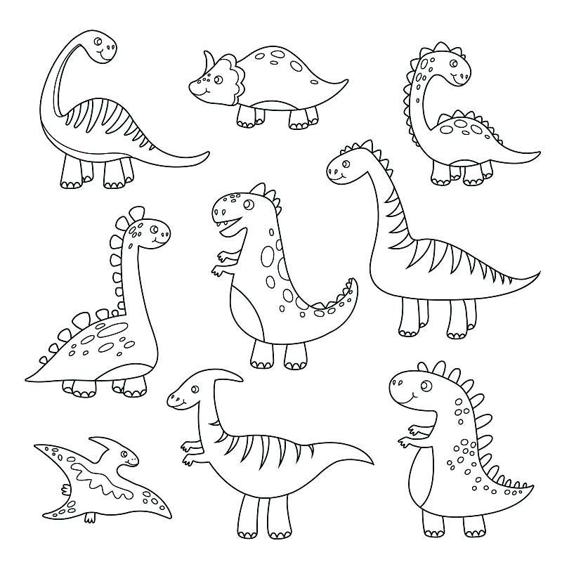恐龙线条画简单图片