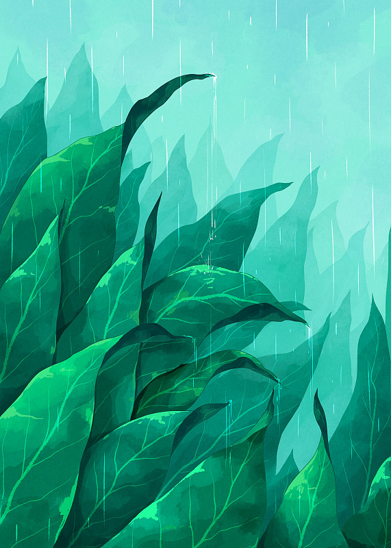 植物节气景观插画谷雨图片