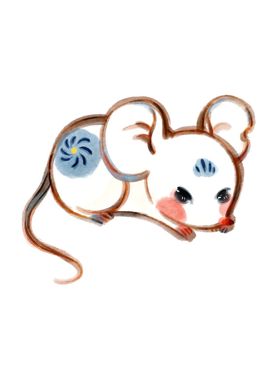 鼠年2020水墨插画图片