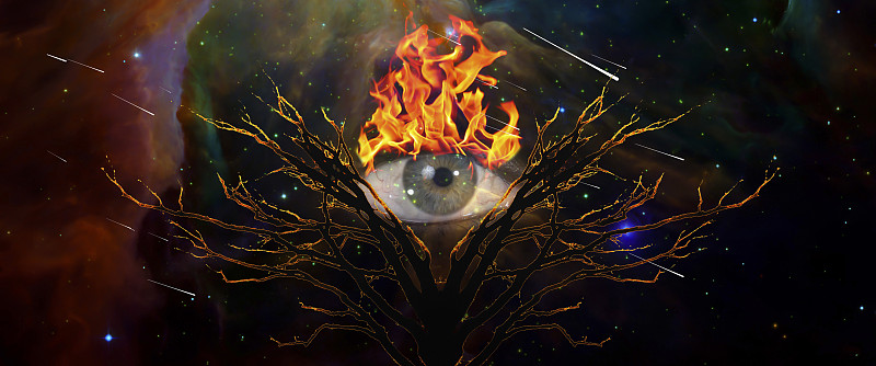 神秘的生命之树和燃烧的上帝之眼图片下载