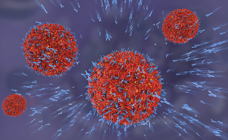 抗体攻击病毒粒子，插图图片下载