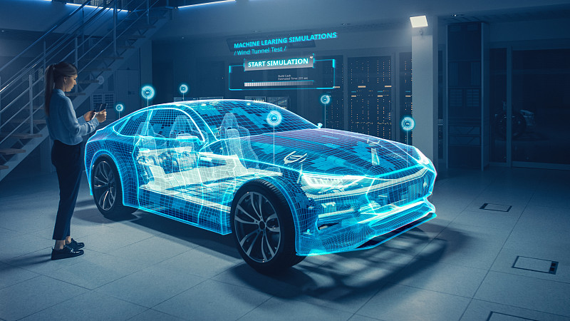 3D图形可视化显示充分开发的汽车原型分析和优化图片素材